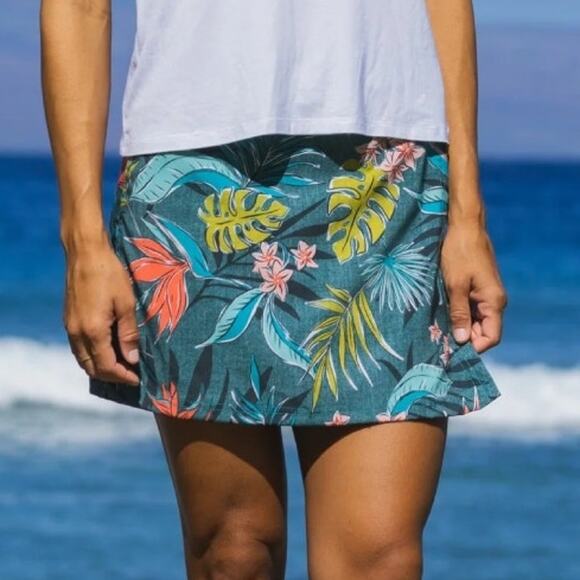 Rip Skirt Hawaii Vintage Bali Jungle Skirt Womens Large Green Tropical Floral - Picture 1 of 10